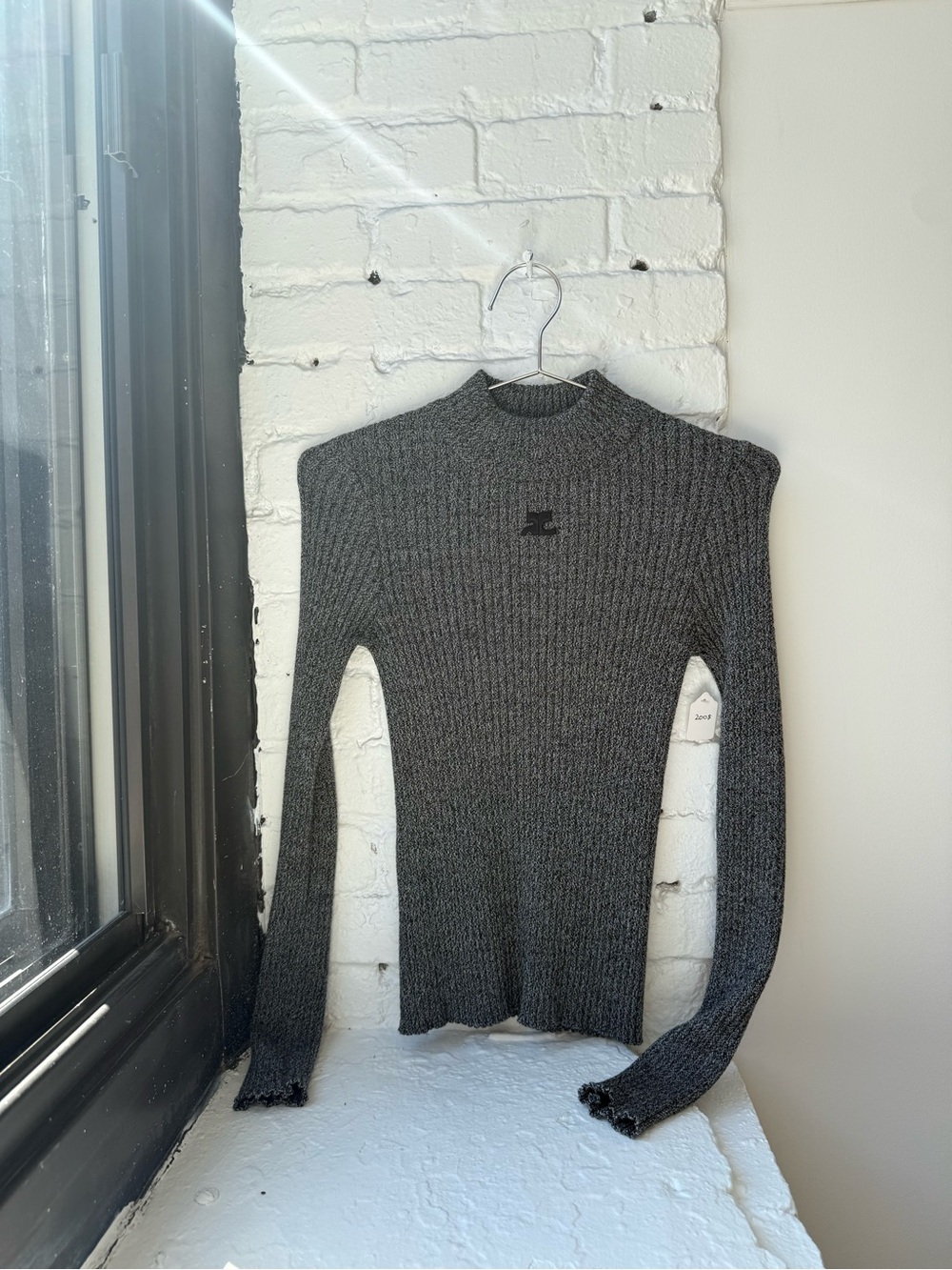 Women’s Long Sleeve Ribbed Mock Neck Top - Charcoal